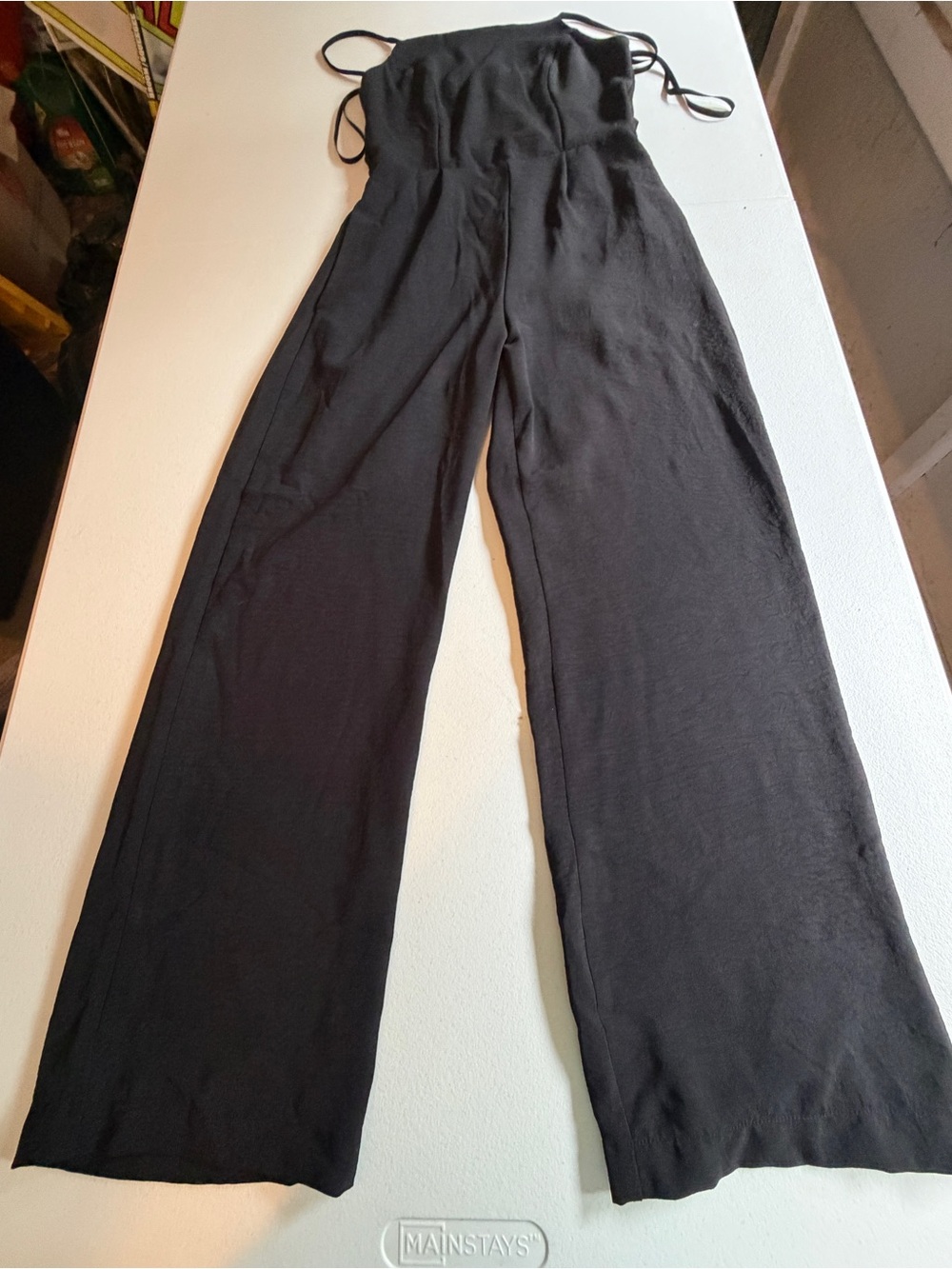 Monteau Los Angeles Women's Black Wide-Leg Jumpsuit with Thin Straps